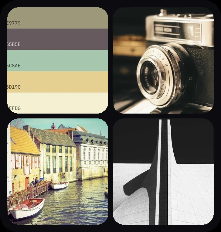 Muse large home-screen widget: four saves on a dark squircle card